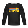 Asheville, North Carolina Youth Long Sleeve Shirt - Retro Sunrise Youth Long Sleeve Asheville Tee - black