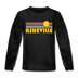 Asheville, North Carolina Youth Long Sleeve Shirt - Retro Sunrise Youth Long Sleeve Asheville Tee - charcoal gray