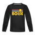 Boise, Idaho Youth Long Sleeve Shirt - Retro Sunrise Youth Long Sleeve Boise Tee - black