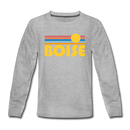 Boise, Idaho Youth Long Sleeve Shirt - Retro Sunrise Youth Long Sleeve Boise Tee - heather gray