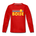 Boise, Idaho Youth Long Sleeve Shirt - Retro Sunrise Youth Long Sleeve Boise Tee - red
