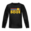 Boise, Idaho Youth Long Sleeve Shirt - Retro Sunrise Youth Long Sleeve Boise Tee - charcoal gray