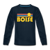 Boise, Idaho Youth Long Sleeve Shirt - Retro Sunrise Youth Long Sleeve Boise Tee - deep navy