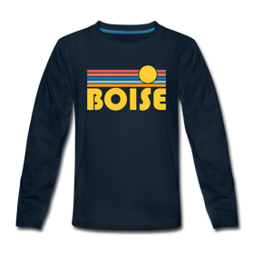 Boise, Idaho Youth Long Sleeve Shirt - Retro Sunrise Youth Long Sleeve Boise Tee