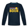 Boise, Idaho Youth Long Sleeve Shirt - Retro Sunrise Youth Long Sleeve Boise Tee