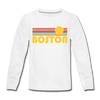 Boston, Massachusetts Youth Long Sleeve Shirt - Retro Sunrise Youth Long Sleeve Boston Tee - white