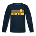 Boston, Massachusetts Youth Long Sleeve Shirt - Retro Sunrise Youth Long Sleeve Boston Tee - deep navy