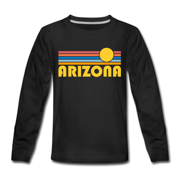 Arizona Youth Long Sleeve Shirt - Retro Sunrise Youth Long Sleeve Arizona Tee - black