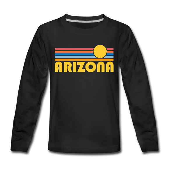 Arizona Youth Long Sleeve Shirt - Retro Sunrise Youth Long Sleeve Arizona Tee - black