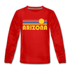 Arizona Youth Long Sleeve Shirt - Retro Sunrise Youth Long Sleeve Arizona Tee - red