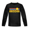 Arizona Youth Long Sleeve Shirt - Retro Sunrise Youth Long Sleeve Arizona Tee - charcoal gray