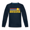 Arizona Youth Long Sleeve Shirt - Retro Sunrise Youth Long Sleeve Arizona Tee - deep navy