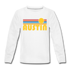 Austin, Texas Youth Long Sleeve Shirt - Retro Sunrise Youth Long Sleeve Austin Tee - white