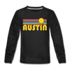 Austin, Texas Youth Long Sleeve Shirt - Retro Sunrise Youth Long Sleeve Austin Tee - black