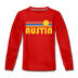 Austin, Texas Youth Long Sleeve Shirt - Retro Sunrise Youth Long Sleeve Austin Tee - red