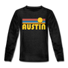 Austin, Texas Youth Long Sleeve Shirt - Retro Sunrise Youth Long Sleeve Austin Tee - charcoal gray