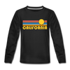 California Youth Long Sleeve Shirt - Retro Sunrise Youth Long Sleeve California Tee - black
