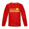 California Youth Long Sleeve Shirt - Retro Sunrise Youth Long Sleeve California Tee - red