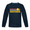 California Youth Long Sleeve Shirt - Retro Sunrise Youth Long Sleeve California Tee - deep navy