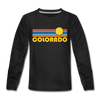 Colorado Youth Long Sleeve Shirt - Retro Sunrise Youth Long Sleeve Colorado Tee - black