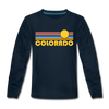 Colorado Youth Long Sleeve Shirt - Retro Sunrise Youth Long Sleeve Colorado Tee - deep navy
