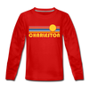 Charleston, South Carolina Youth Long Sleeve Shirt - Retro Sunrise Youth Long Sleeve Charleston Tee - red