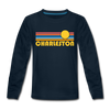 Charleston, South Carolina Youth Long Sleeve Shirt - Retro Sunrise Youth Long Sleeve Charleston Tee - deep navy