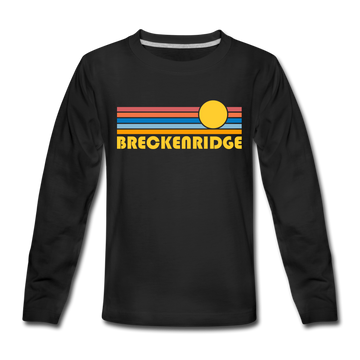 Breckenridge, Colorado Youth Long Sleeve Shirt - Retro Sunrise Youth Long Sleeve Breckenridge Tee - black