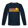Breckenridge, Colorado Youth Long Sleeve Shirt - Retro Sunrise Youth Long Sleeve Breckenridge Tee - deep navy