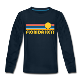 Florida Keys, Florida Youth Long Sleeve Shirt - Retro Sunrise Youth Long Sleeve Florida Keys Tee