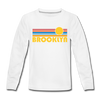 Brooklyn, New York Youth Long Sleeve Shirt - Retro Sunrise Youth Long Sleeve Brooklyn Tee - white