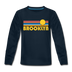 Brooklyn, New York Youth Long Sleeve Shirt - Retro Sunrise Youth Long Sleeve Brooklyn Tee - deep navy