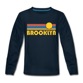 Brooklyn, New York Youth Long Sleeve Shirt - Retro Sunrise Youth Long Sleeve Brooklyn Tee