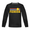 Florida Youth Long Sleeve Shirt - Retro Sunrise Youth Long Sleeve Florida Tee - black