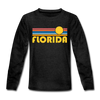 Florida Youth Long Sleeve Shirt - Retro Sunrise Youth Long Sleeve Florida Tee - charcoal gray