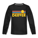 Denver, Colorado Youth Long Sleeve Shirt - Retro Sunrise Youth Long Sleeve Denver Tee - black