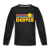 Denver, Colorado Youth Long Sleeve Shirt - Retro Sunrise Youth Long Sleeve Denver Tee - black