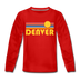 Denver, Colorado Youth Long Sleeve Shirt - Retro Sunrise Youth Long Sleeve Denver Tee - red