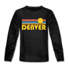 Denver, Colorado Youth Long Sleeve Shirt - Retro Sunrise Youth Long Sleeve Denver Tee - charcoal gray