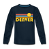 Denver, Colorado Youth Long Sleeve Shirt - Retro Sunrise Youth Long Sleeve Denver Tee - deep navy