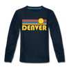 Denver, Colorado Youth Long Sleeve Shirt - Retro Sunrise Youth Long Sleeve Denver Tee - deep navy