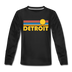 Detroit, Michigan Youth Long Sleeve Shirt - Retro Sunrise Youth Long Sleeve Detroit Tee - black