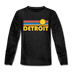 Detroit, Michigan Youth Long Sleeve Shirt - Retro Sunrise Youth Long Sleeve Detroit Tee - charcoal gray