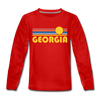 Georgia Youth Long Sleeve Shirt - Retro Sunrise Youth Long Sleeve Georgia Tee - red