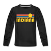Indiana Youth Long Sleeve Shirt - Retro Sunrise Youth Long Sleeve Indiana Tee - black