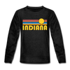 Indiana Youth Long Sleeve Shirt - Retro Sunrise Youth Long Sleeve Indiana Tee - charcoal gray
