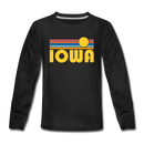 Iowa Youth Long Sleeve Shirt - Retro Sunrise Youth Long Sleeve Iowa Tee - black