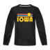 Iowa Youth Long Sleeve Shirt - Retro Sunrise Youth Long Sleeve Iowa Tee - black
