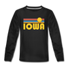 Iowa Youth Long Sleeve Shirt - Retro Sunrise Youth Long Sleeve Iowa Tee - black