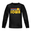 Iowa Youth Long Sleeve Shirt - Retro Sunrise Youth Long Sleeve Iowa Tee - charcoal gray